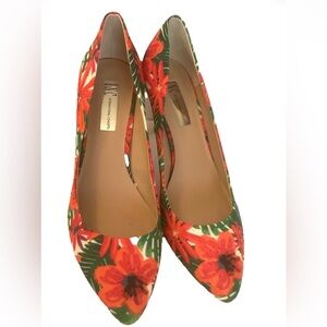 INC International Concepts Floral Pointed-Toe Pumps in Orange & Green